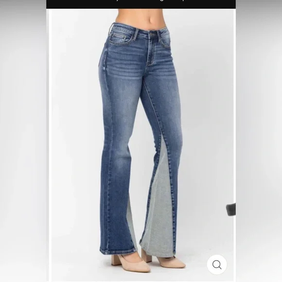 Judy Blue Two-Tone Flare fit Jeans - Picture 1 of 14